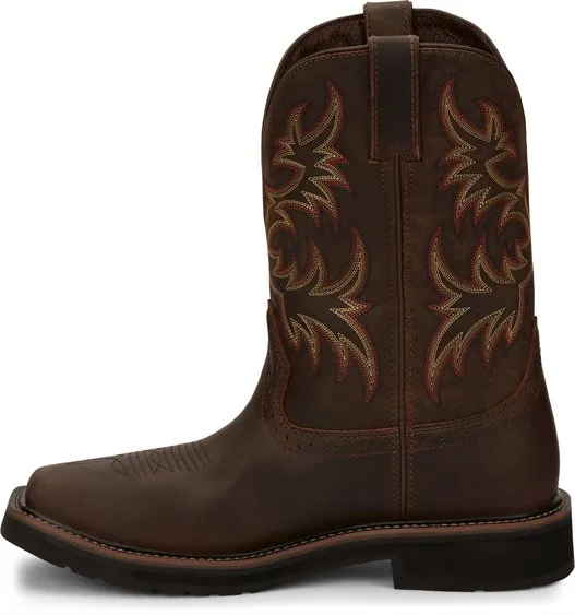 Justin SE4682 Men's 11" Steel Toe Driller Rugged Tan Wide Square Toe