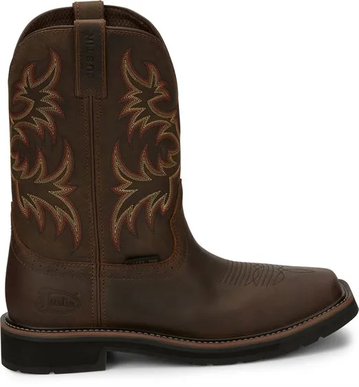 Justin SE4682 Men's 11" Steel Toe Driller Rugged Tan Wide Square Toe