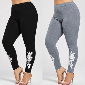 Lace Trim Plus Size Leggings