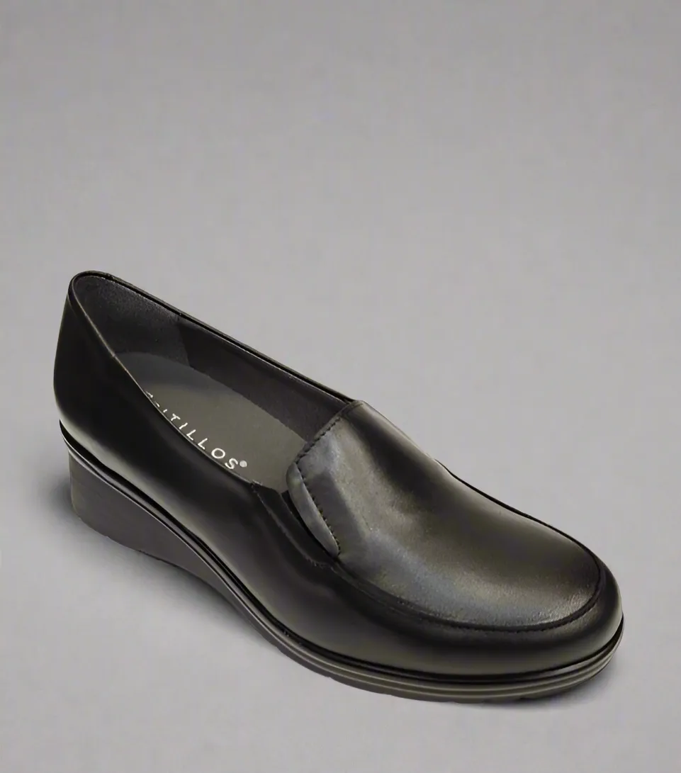 Ladies Wedge Heel Pitillos Slip On Shoes Black 106 sale