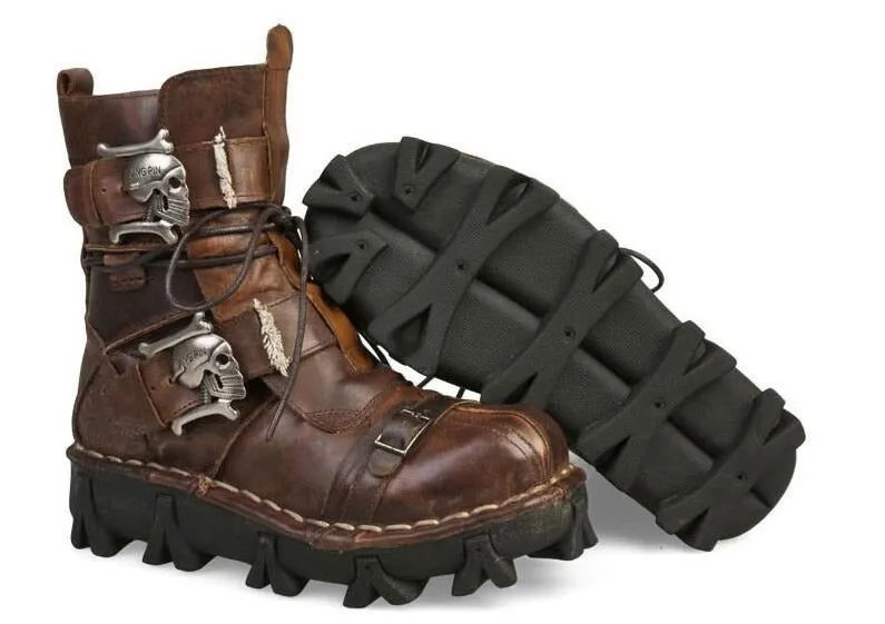 Leather Skull Boots Gothic Punk