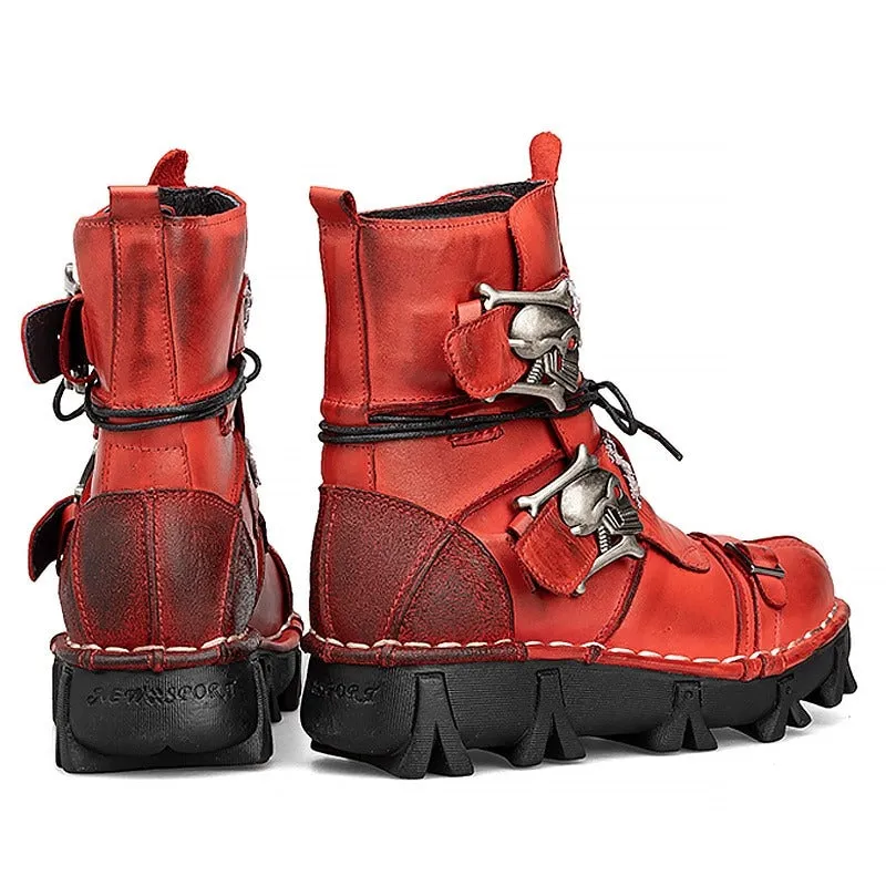 Leather Skull Boots Gothic Punk