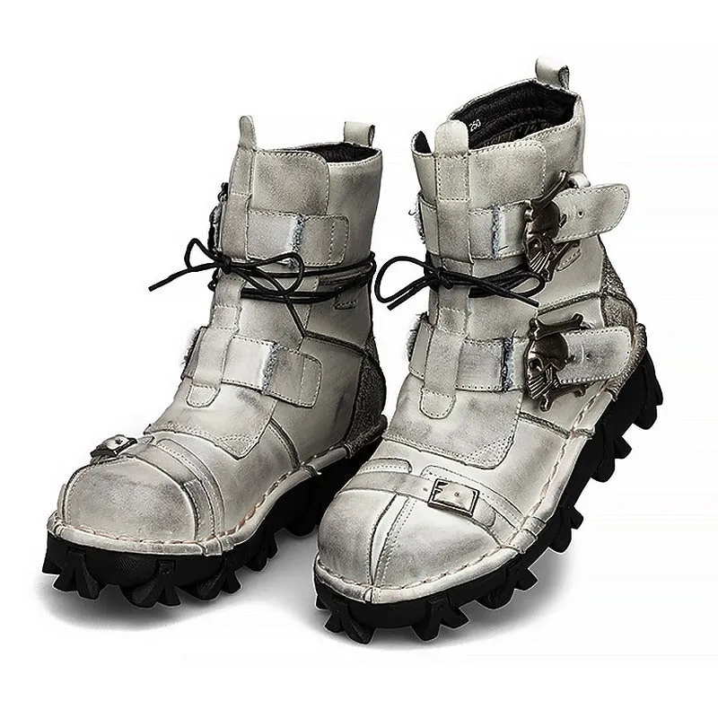 Leather Skull Boots Gothic Punk