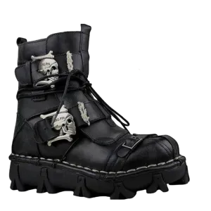 Leather Skull Boots Gothic Punk