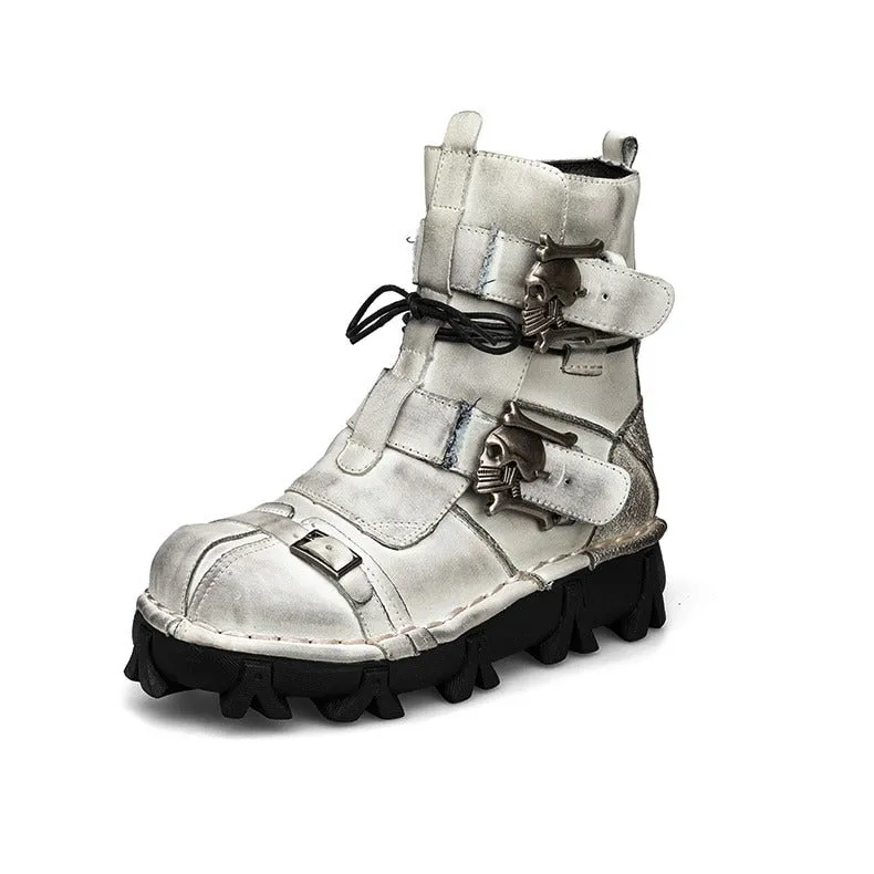 Leather Skull Boots Gothic Punk