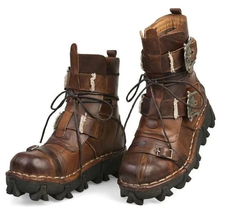 Leather Skull Boots Gothic Punk