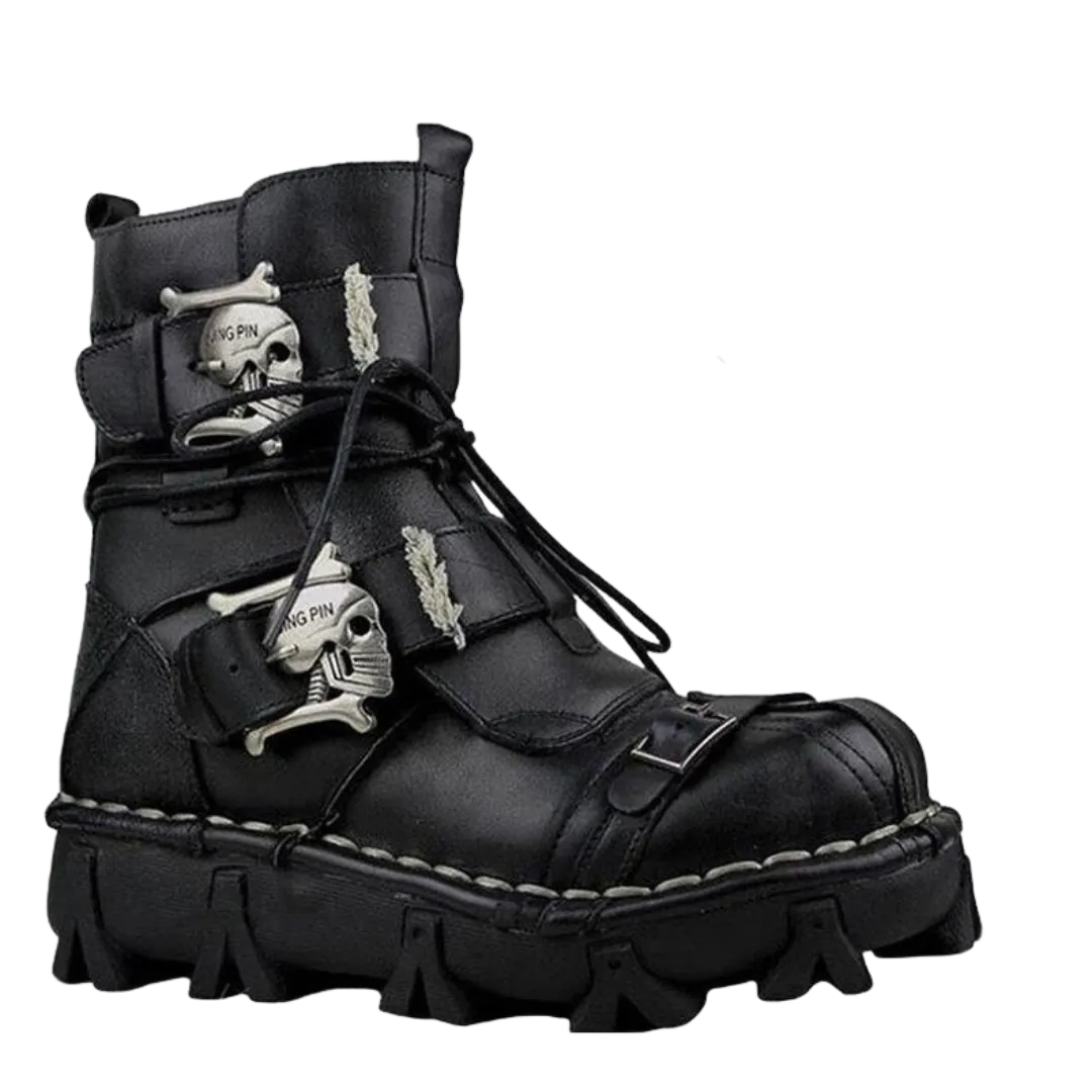 Leather Skull Boots Gothic Punk