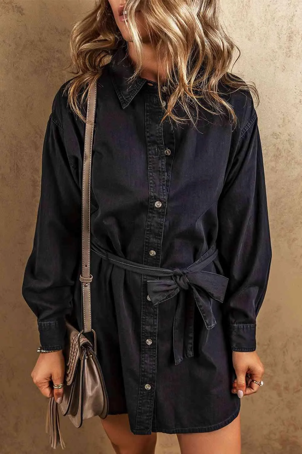 Leisure Ready Long Sleeve Denim Shirt Dress