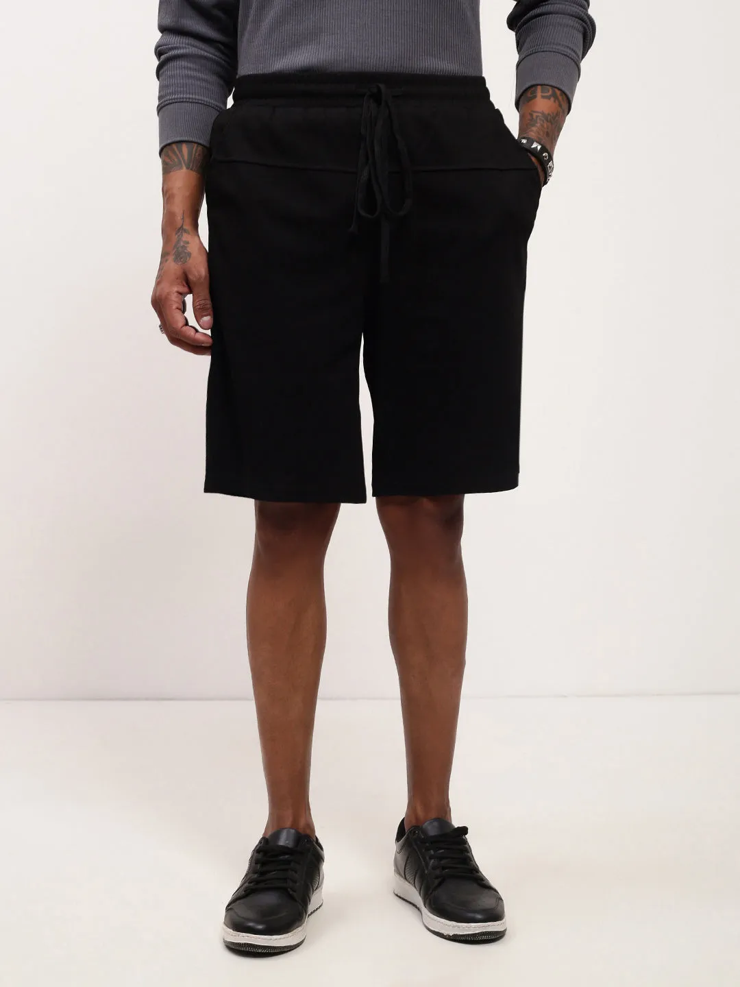 Men Black Relaxed Fit Shorts