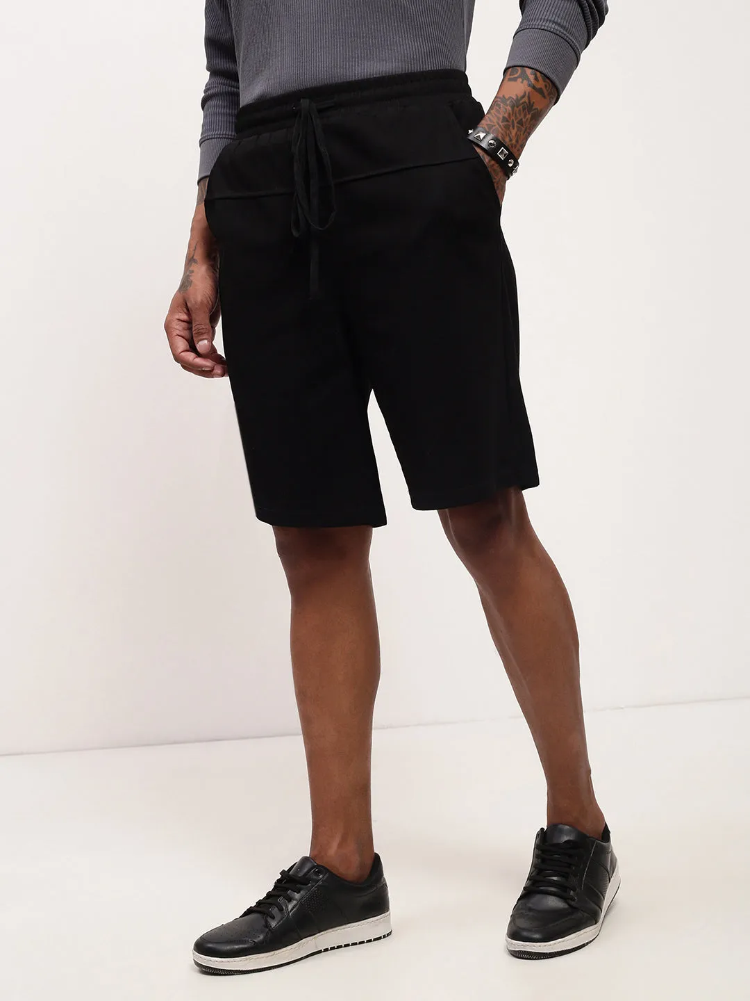 Men Black Relaxed Fit Shorts