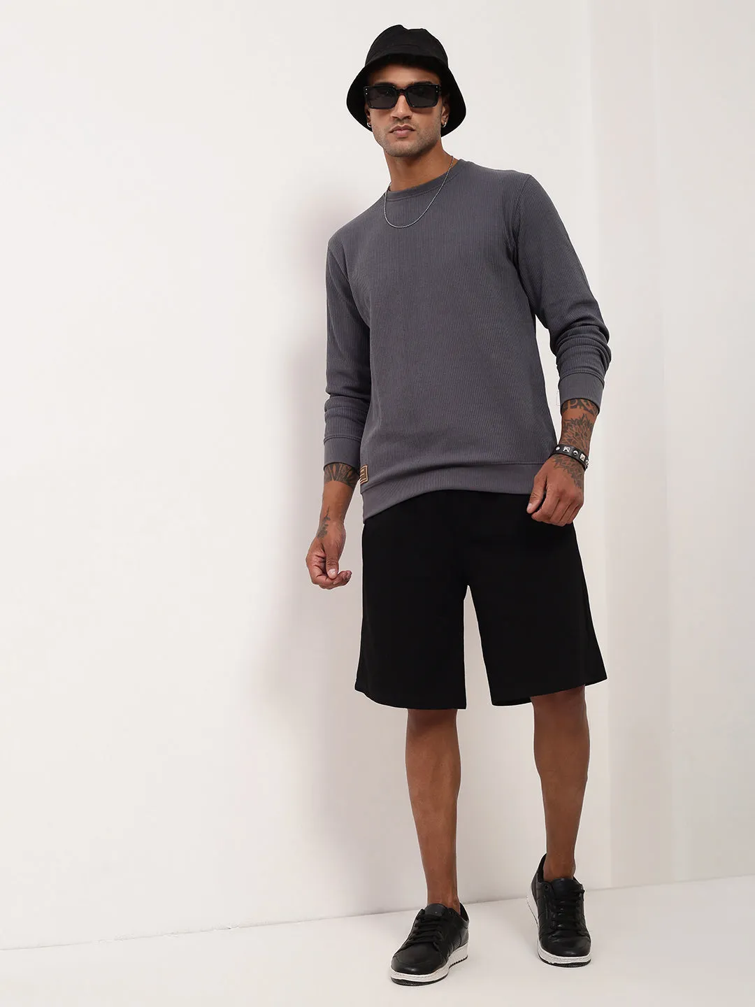 Men Black Relaxed Fit Shorts