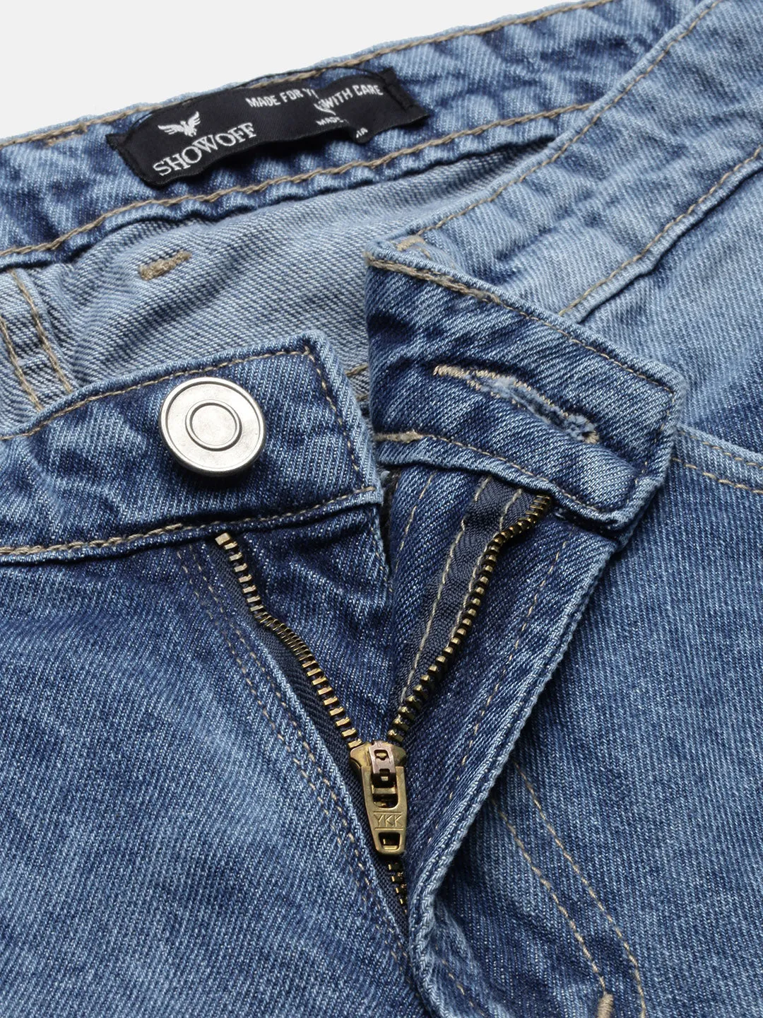 Men Blue Casual Mid-Wash Relaxed Jeans