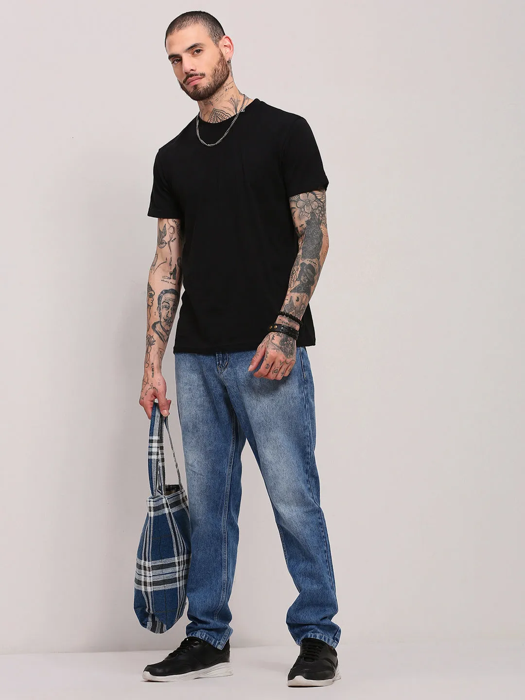 Men Blue Casual Mid-Wash Relaxed Jeans