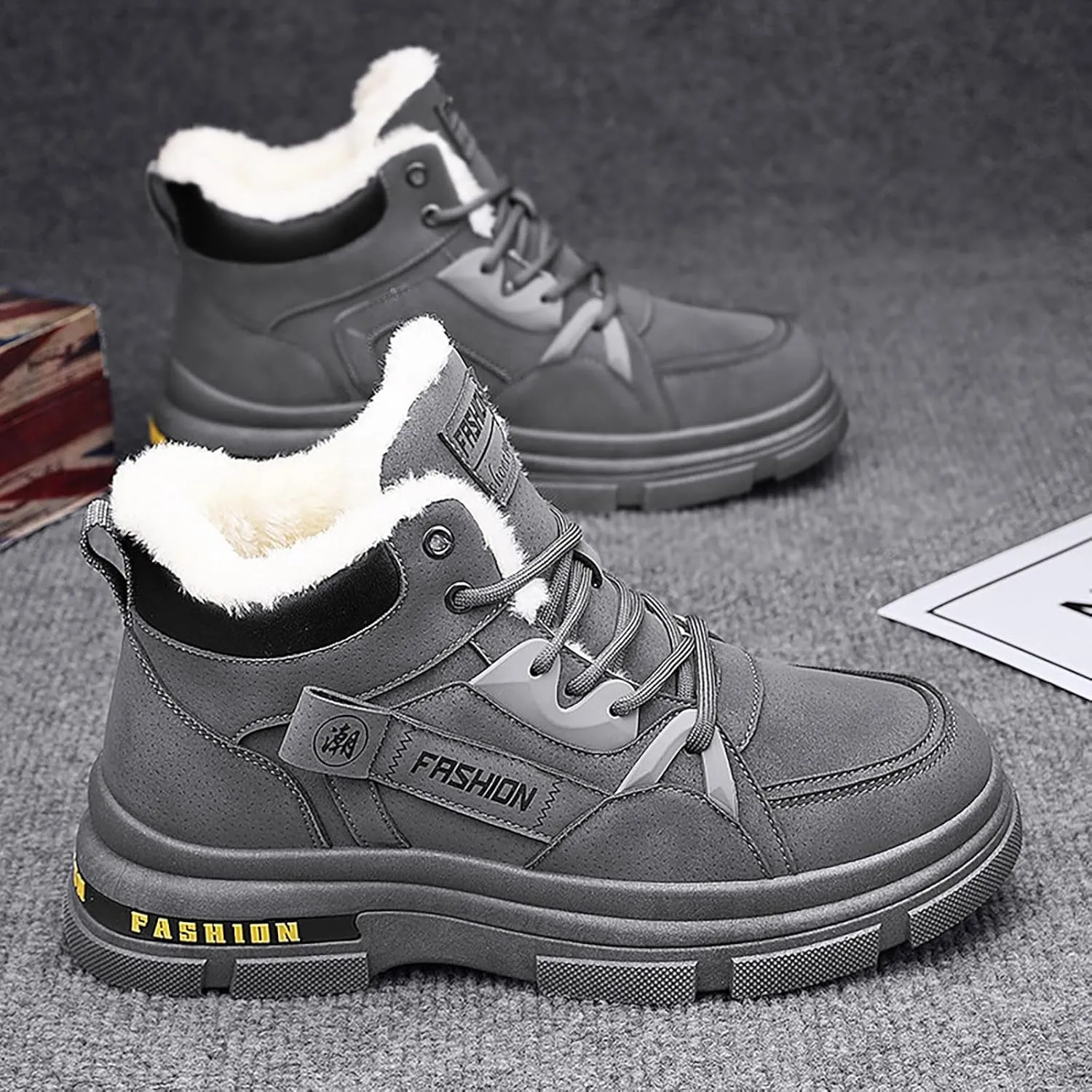 Men's Work Boots with Zipper Hiking Sneakers Warm Ankle Safety Toe Shoes for Women Insulated Waterproof Platform Shoes Work Hike Grounded Footwear