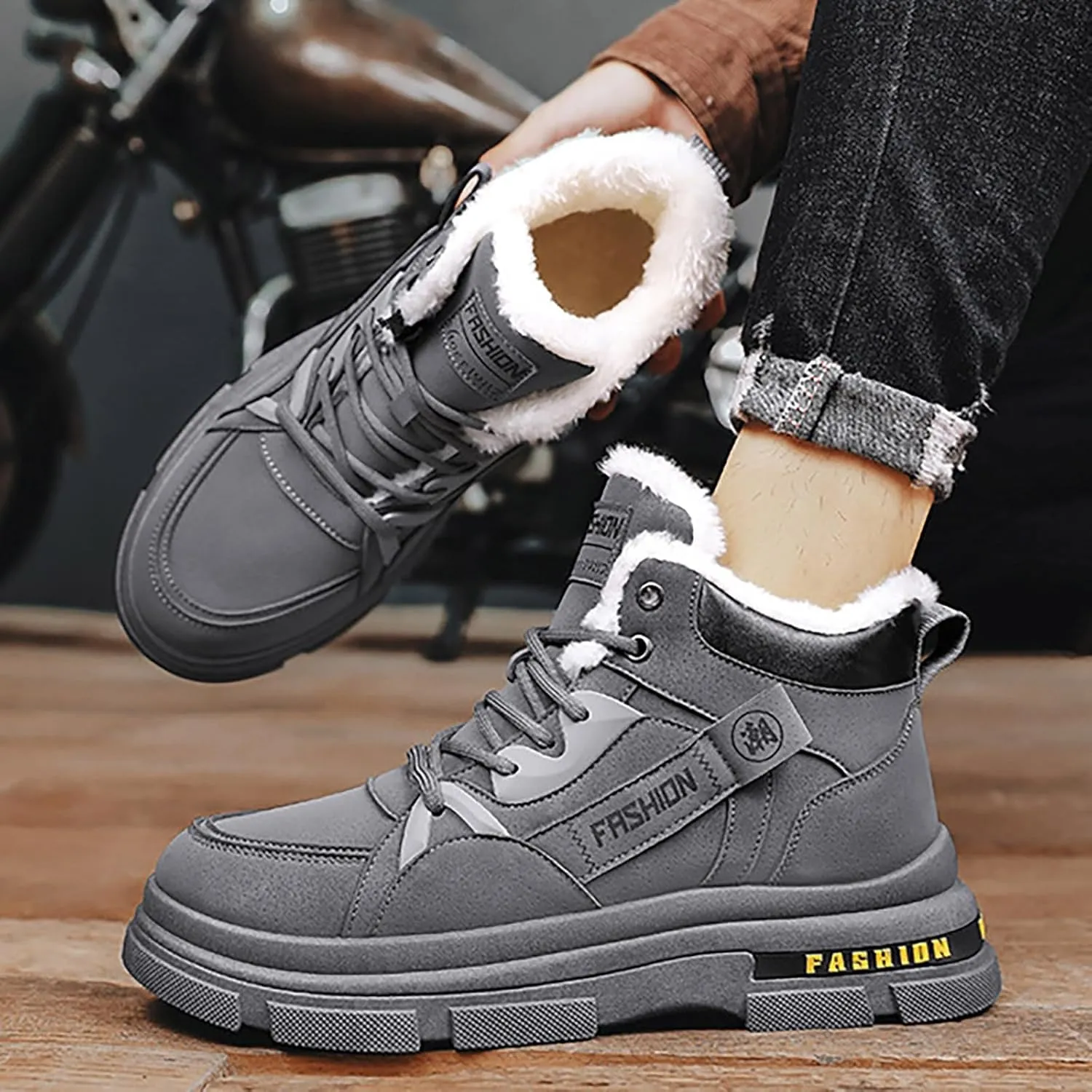 Men's Work Boots with Zipper Hiking Sneakers Warm Ankle Safety Toe Shoes for Women Insulated Waterproof Platform Shoes Work Hike Grounded Footwear