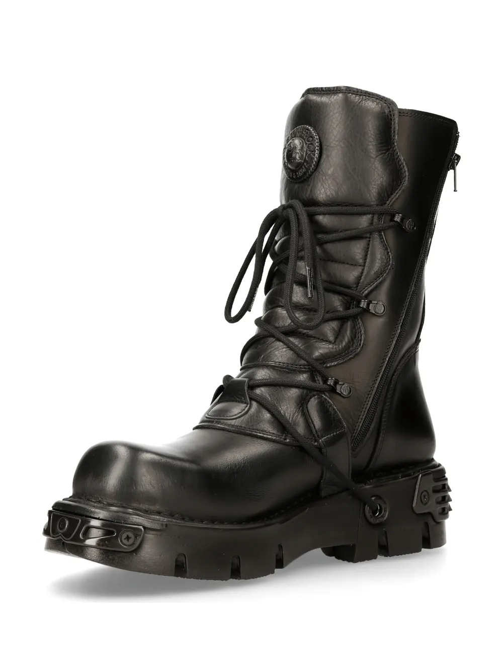 NEW ROCK Rugged Lace-Up Military Boots with Buckles