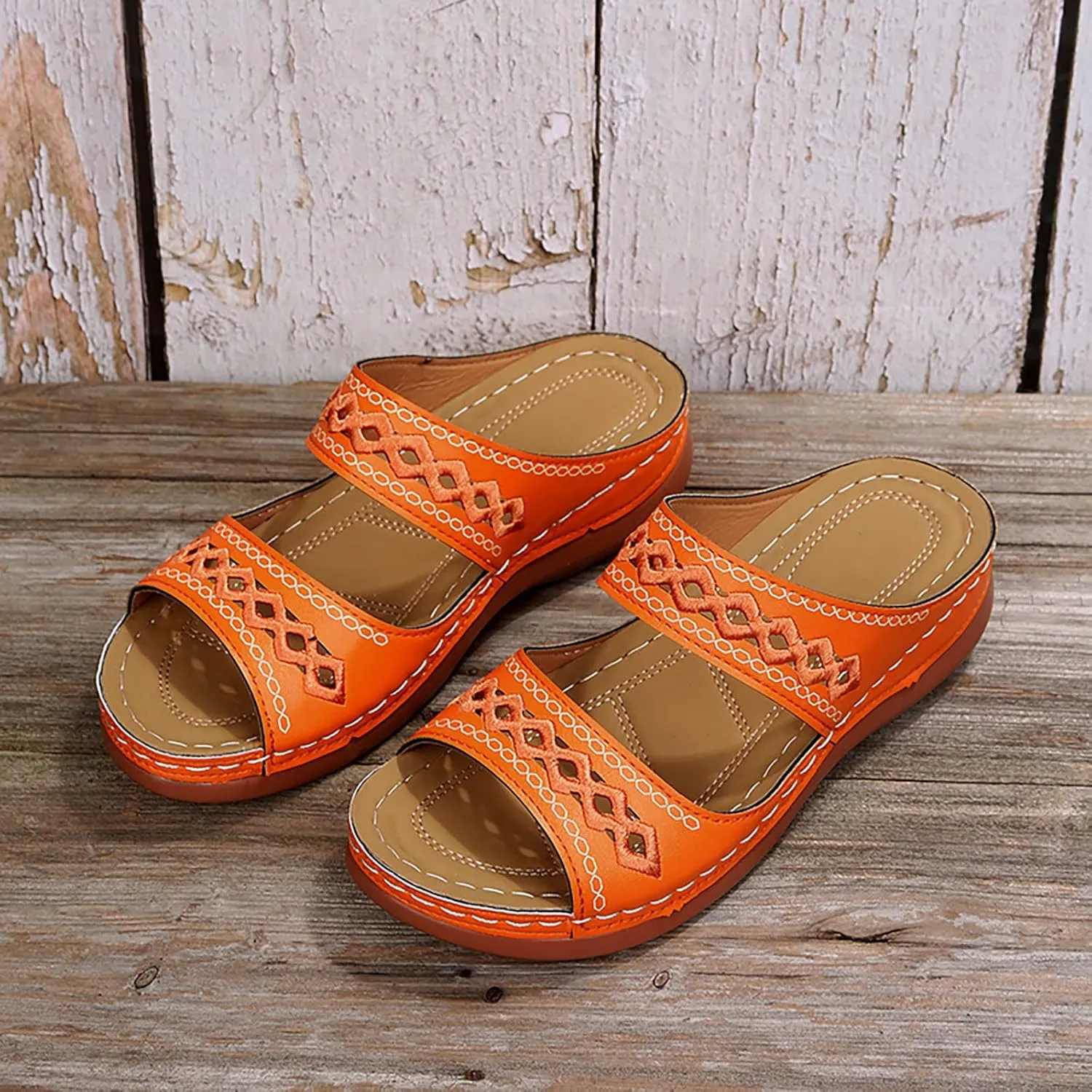 Orthopedic Summer Sandals for Women with Arch Support Comfortable Walking Shoes Lightweight Adjustable Straps Beach Casual Outdoor Plantar Fasciitis Relief Slides