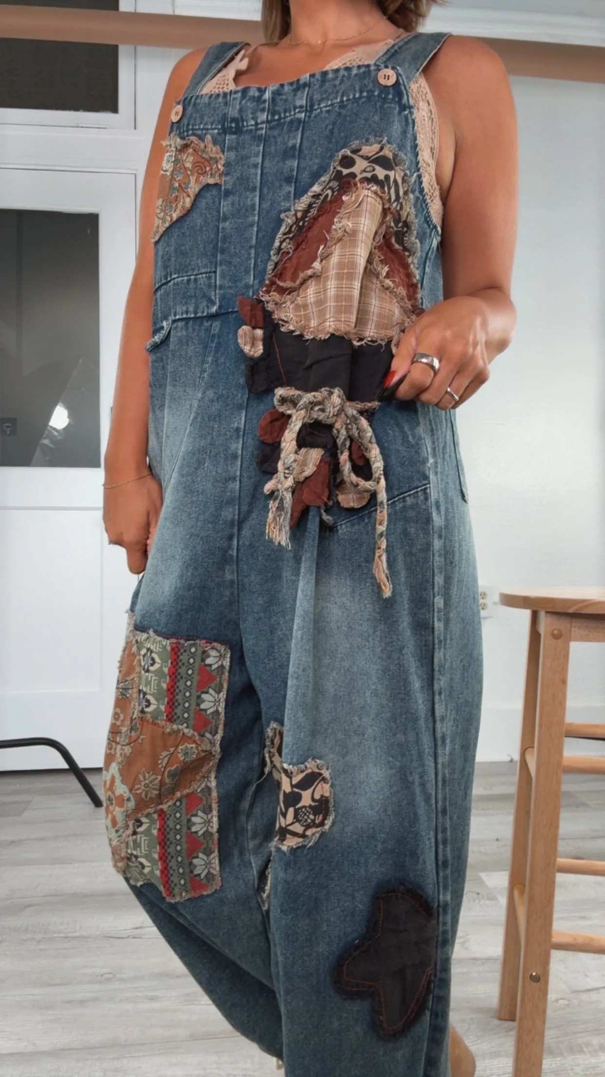 Patch   Piece Denim Bib Overalls