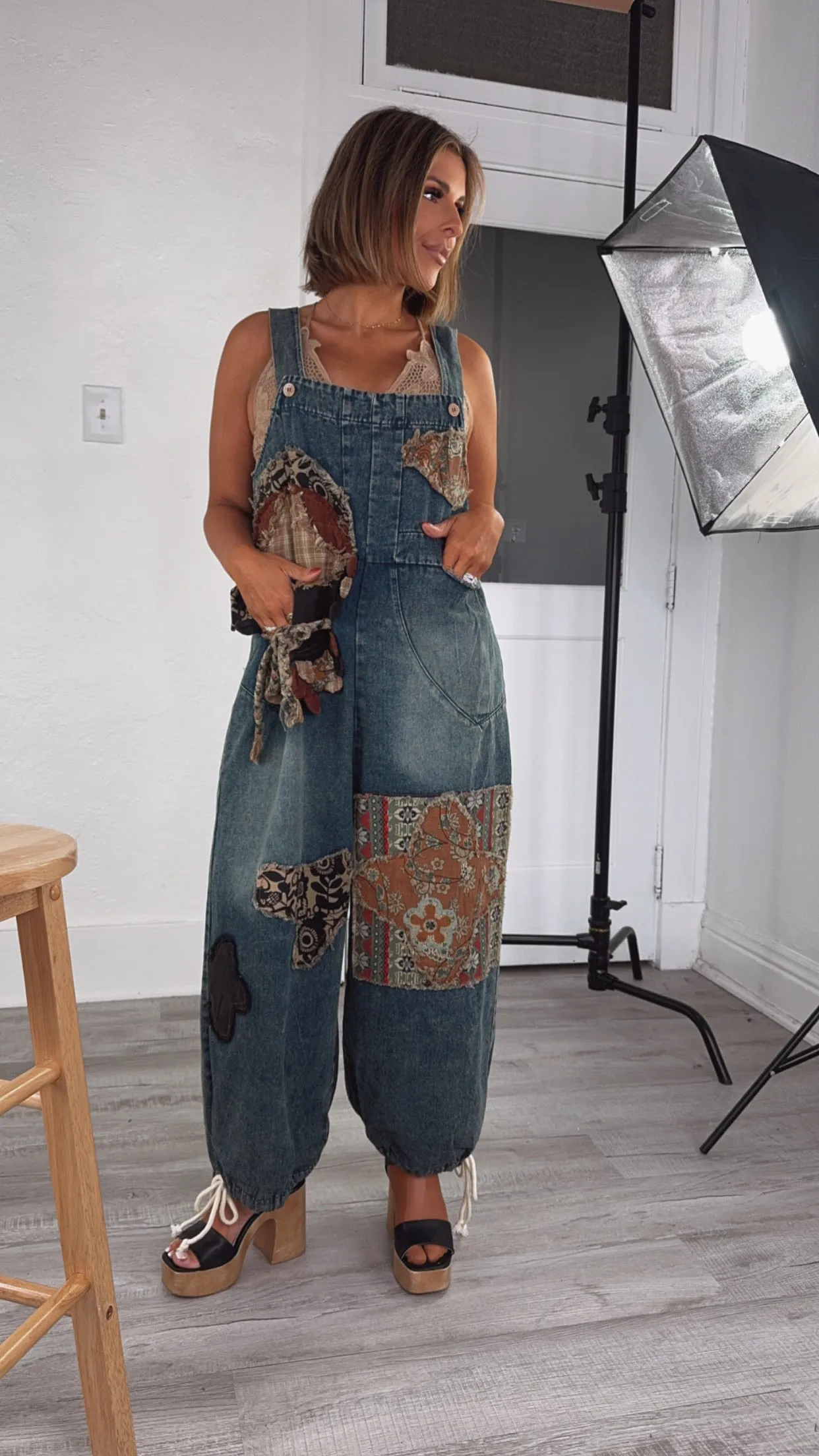 Patch   Piece Denim Bib Overalls