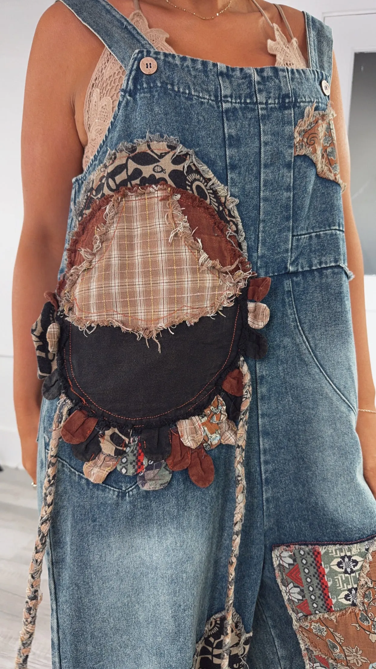 Patch   Piece Denim Bib Overalls