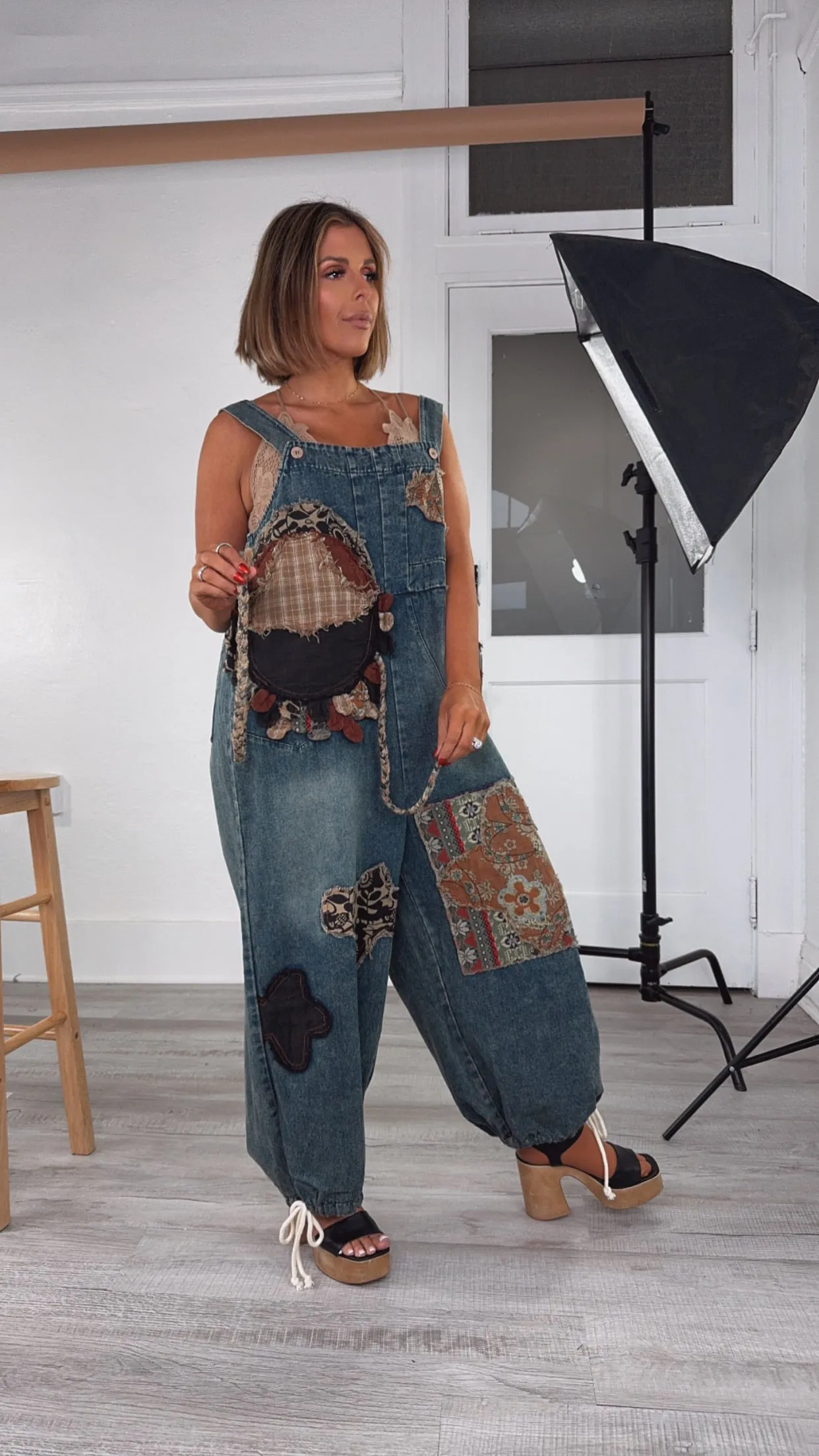 Patch   Piece Denim Bib Overalls