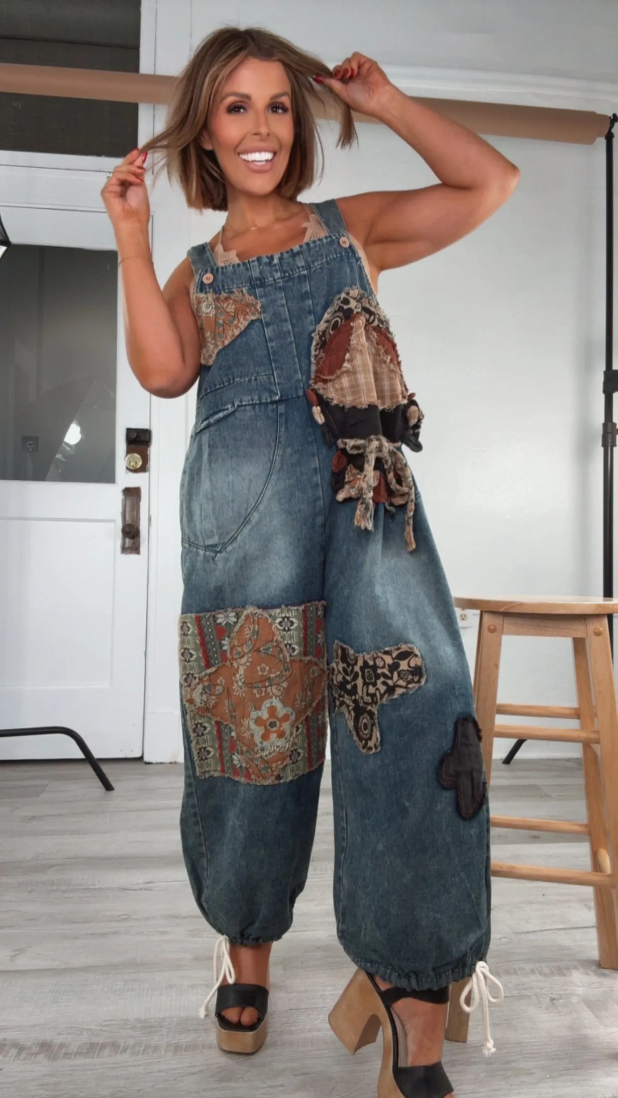 Patch   Piece Denim Bib Overalls