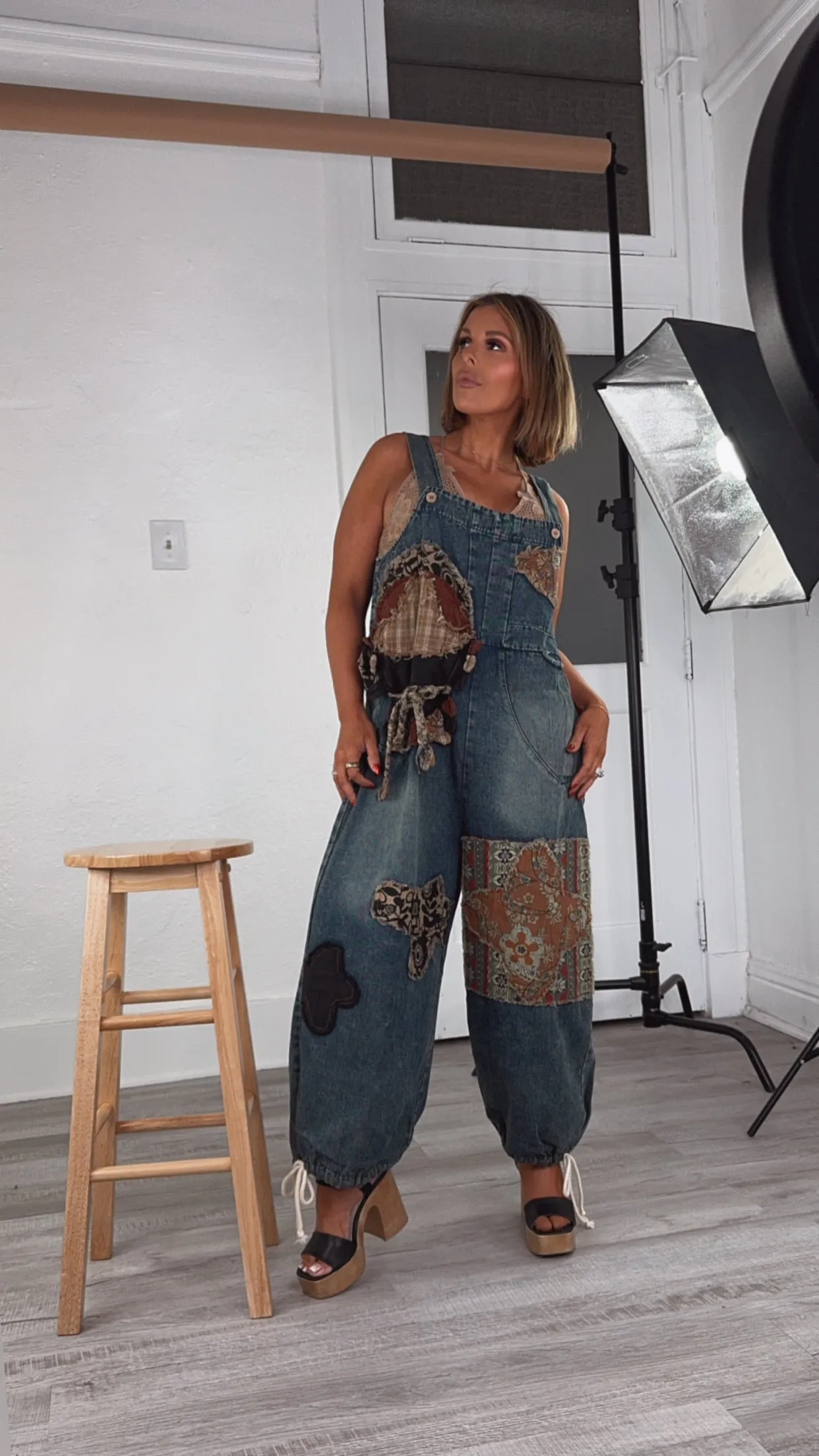 Patch   Piece Denim Bib Overalls
