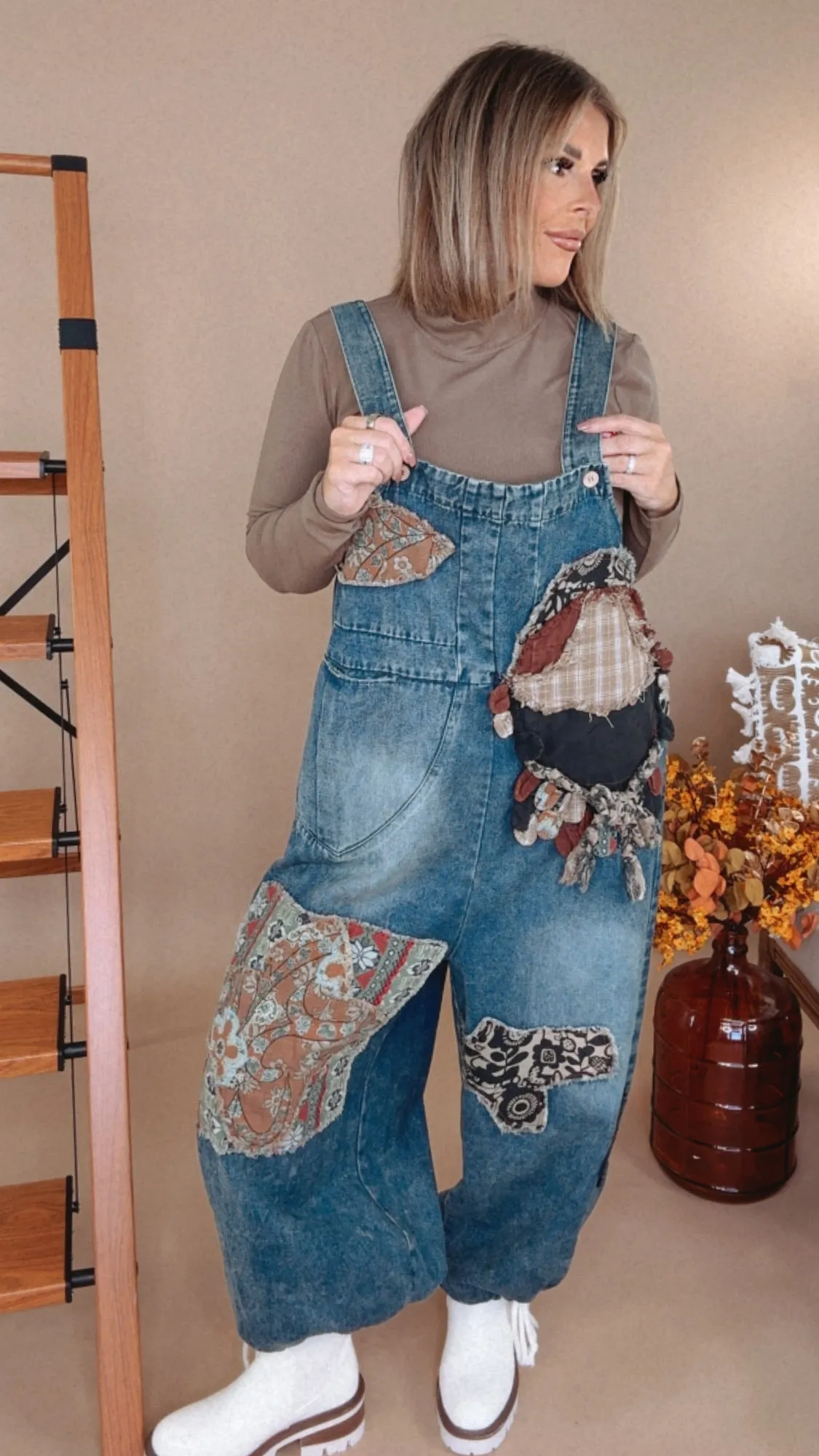 Patch   Piece Denim Bib Overalls