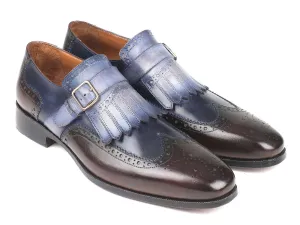 Paul Parkman Blue & Brown Kiltie Monkstraps