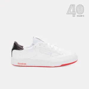 Reebok Footwear Men Club C 85 Vintage Shoes - 40th Anniversary WHITE/ENERGYRED/WASHEDBLACK