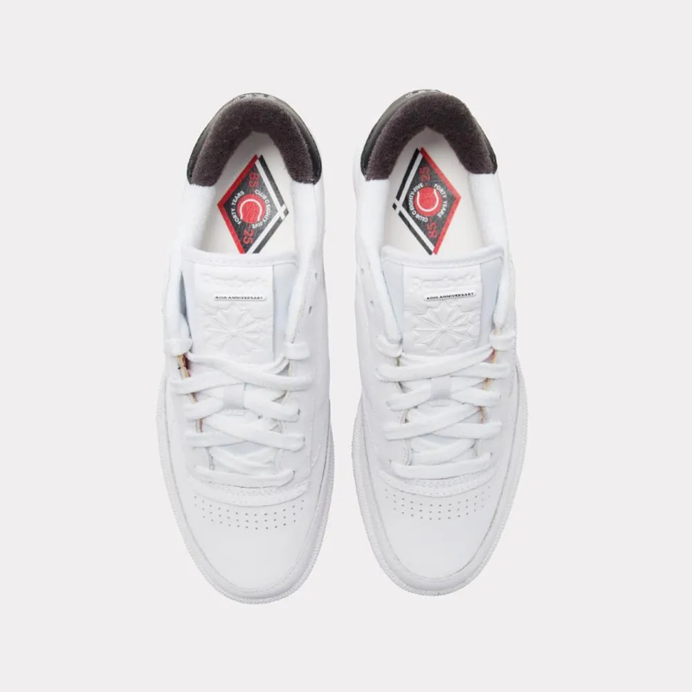 Reebok Footwear Men Club C 85 Vintage Shoes - 40th Anniversary WHITE/ENERGYRED/WASHEDBLACK