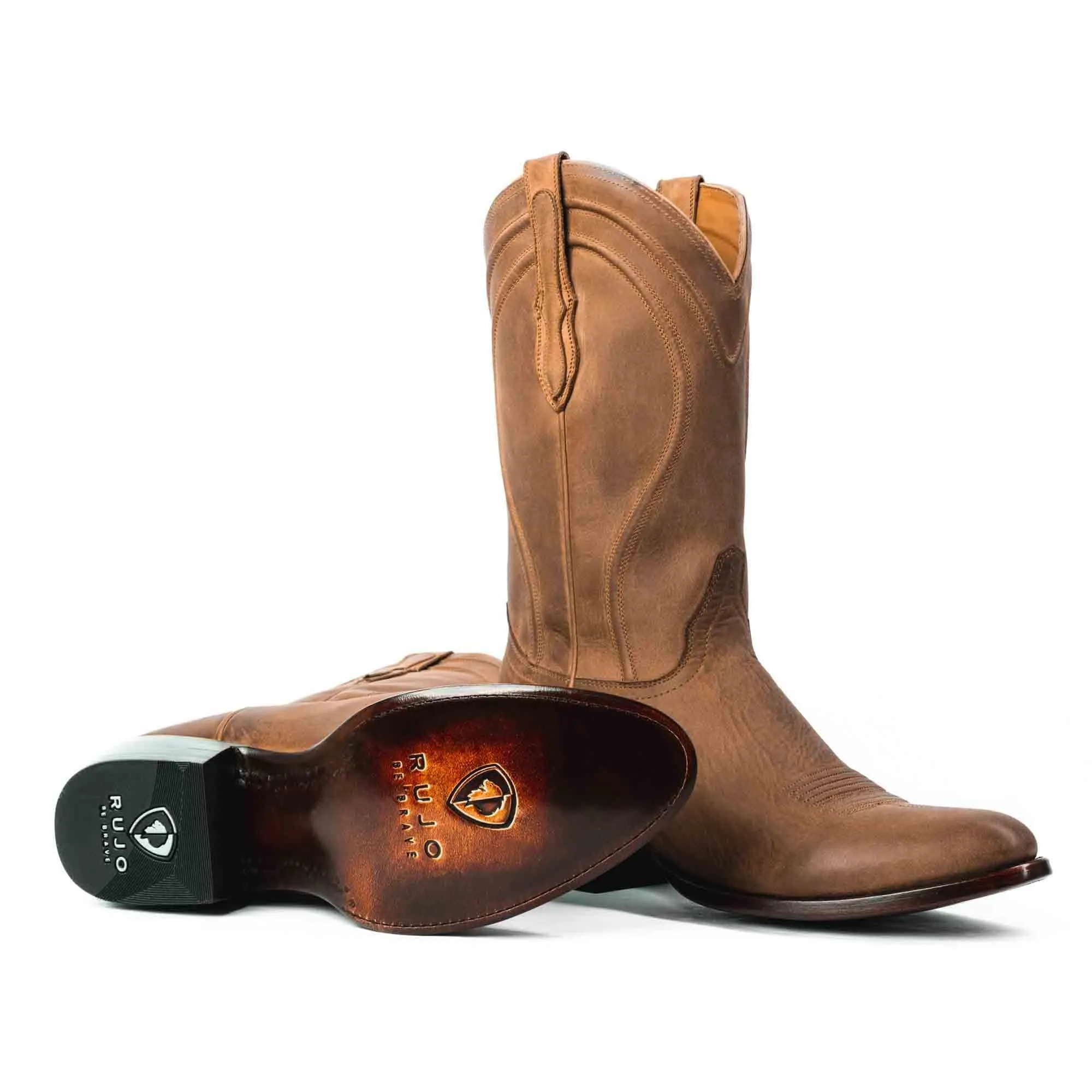 Rujo Boots Men's The Vance Tan Rock Ranch Calfskin Boots
