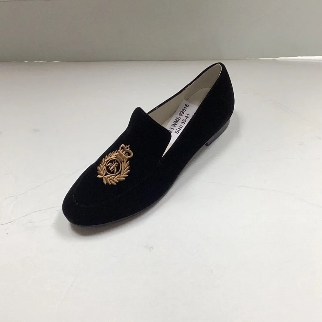 SALE FW24 Boutaccelli Capri Velvet Crest Embroidery Front Slip On