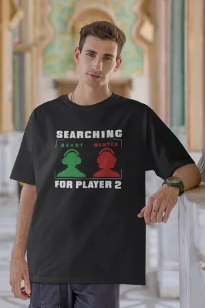 Searching For Player 2 Black Printed Oversized T-shirt for Men