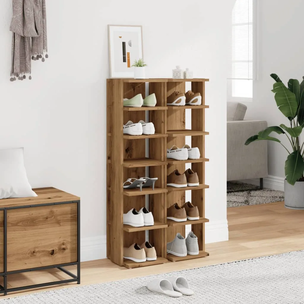 Shoe Cabinets 2 pcs Artisan Oak 28x27x102 cm Engineered Wood