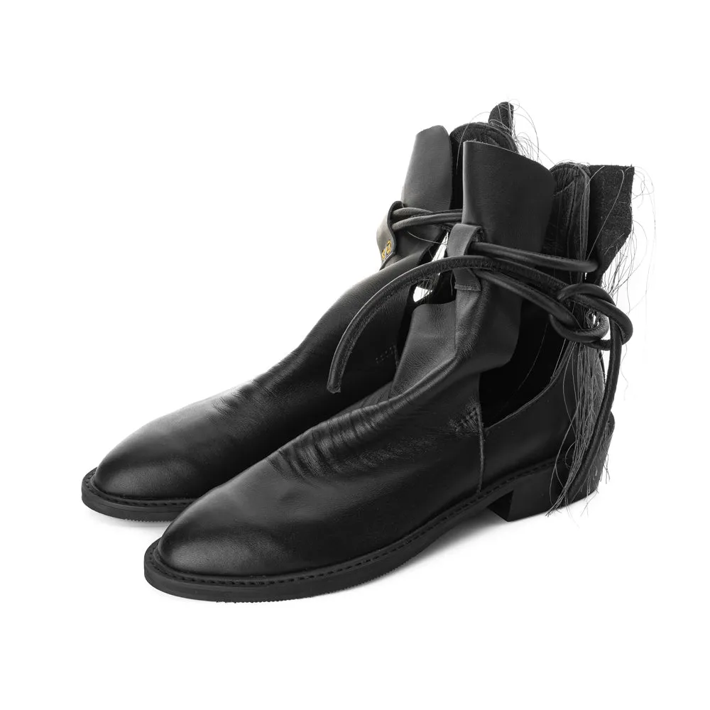 SHR XOXO Paper Game black leather cut-out booties