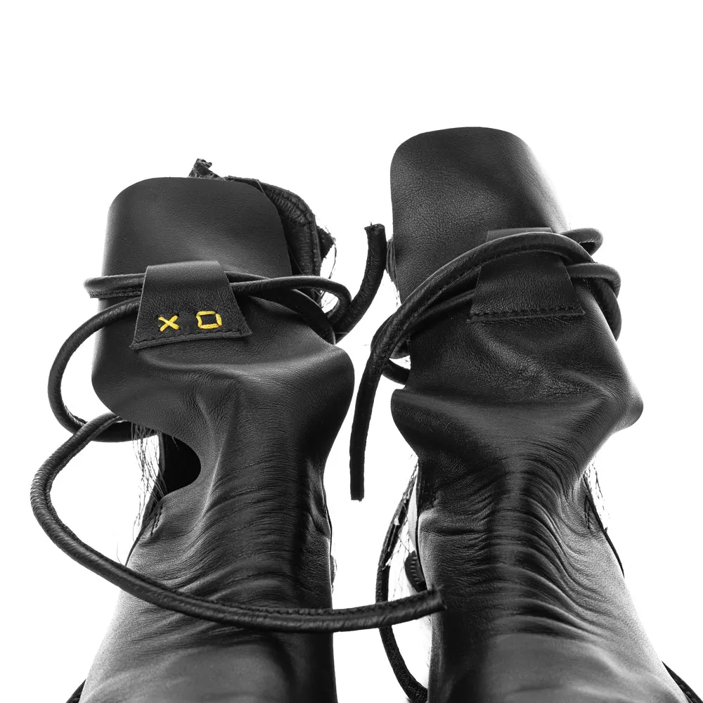 SHR XOXO Paper Game black leather cut-out booties