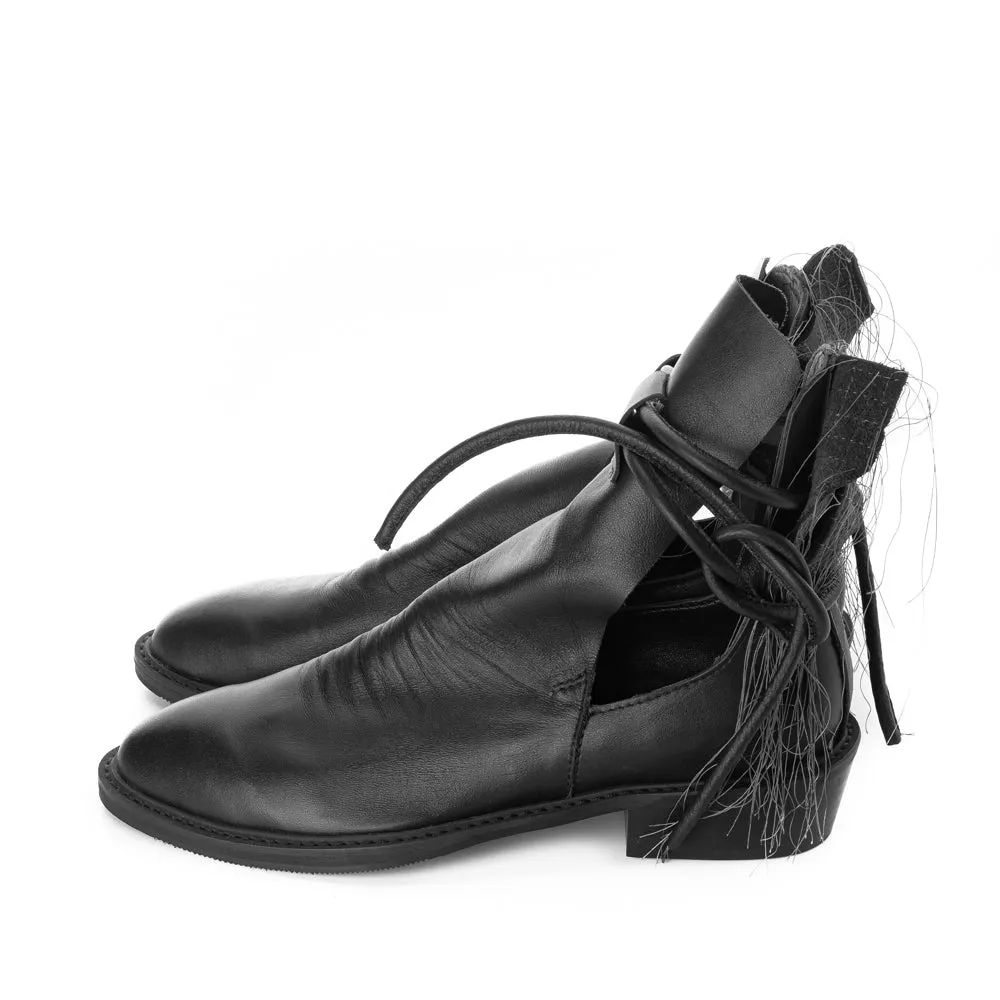SHR XOXO Paper Game black leather cut-out booties