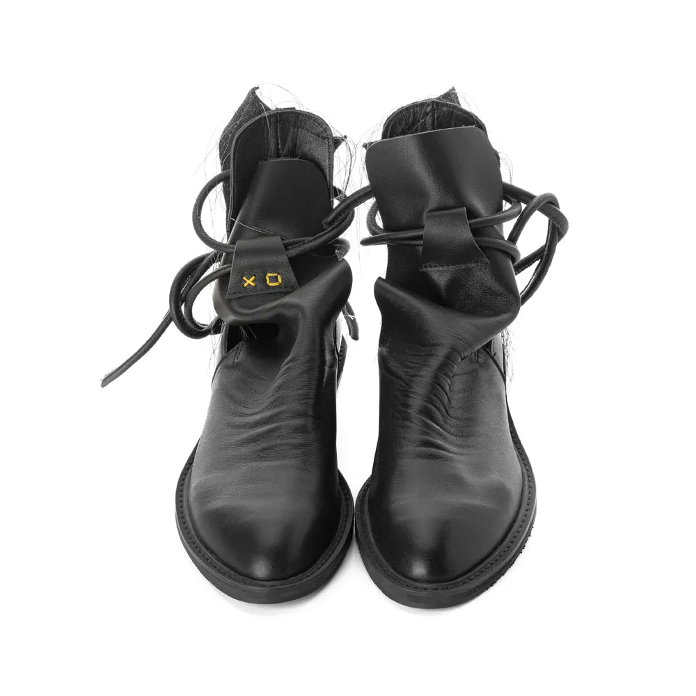 SHR XOXO Paper Game black leather cut-out booties