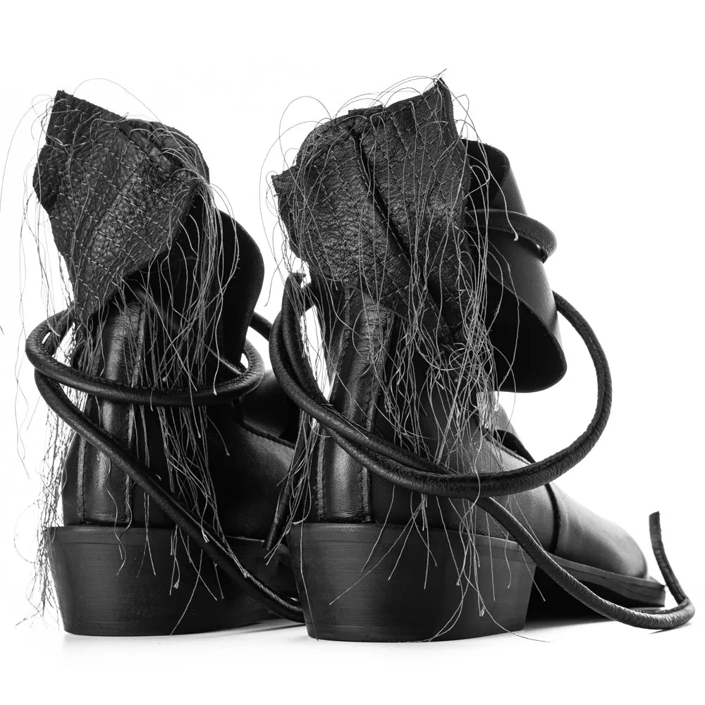 SHR XOXO Paper Game black leather cut-out booties