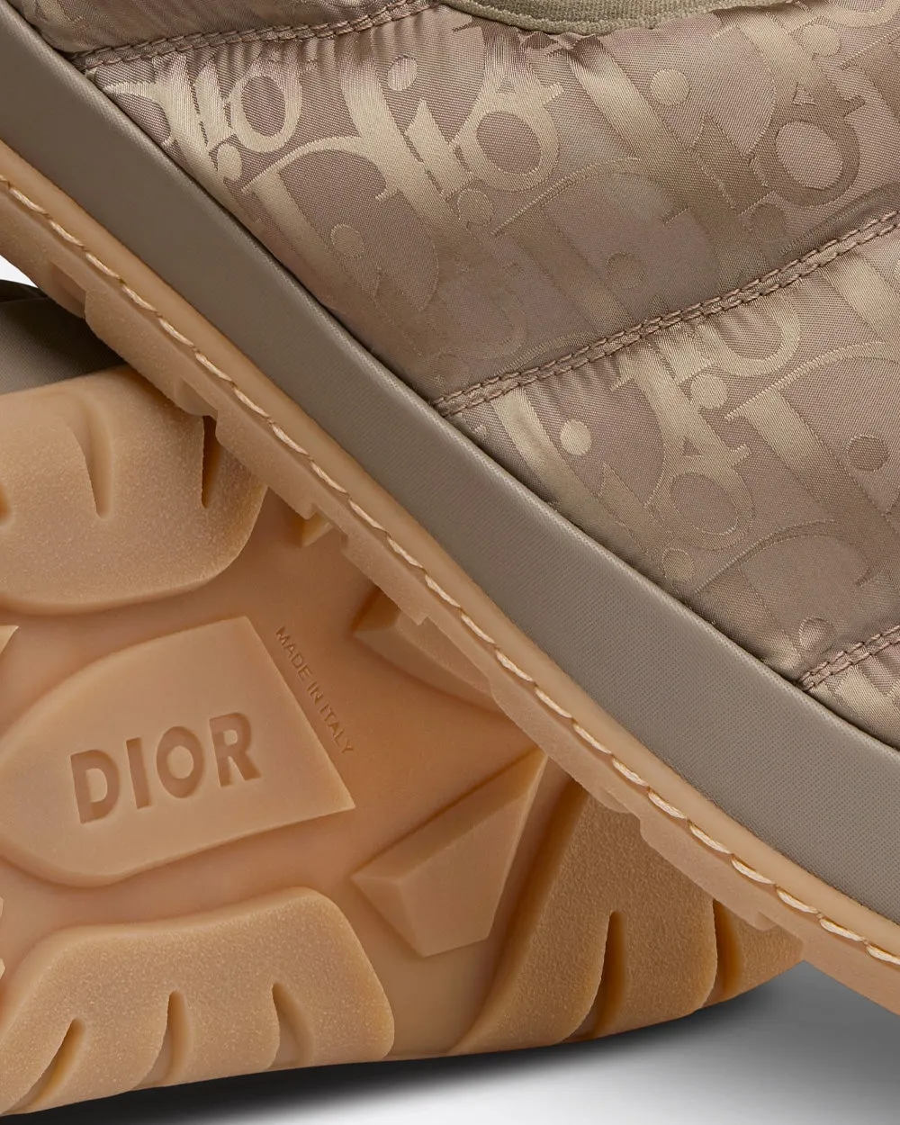 Snow Slipper Quilted Dior Oblique Mirage Technical Fabric Beige Slip Ons