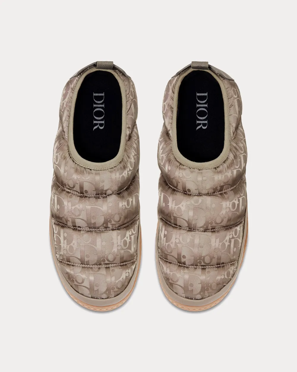Snow Slipper Quilted Dior Oblique Mirage Technical Fabric Beige Slip Ons