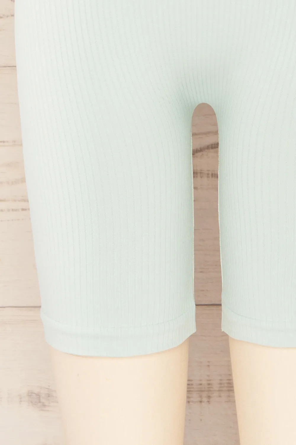 Sparta Aqua | Seamless Ribbed Biker Shorts