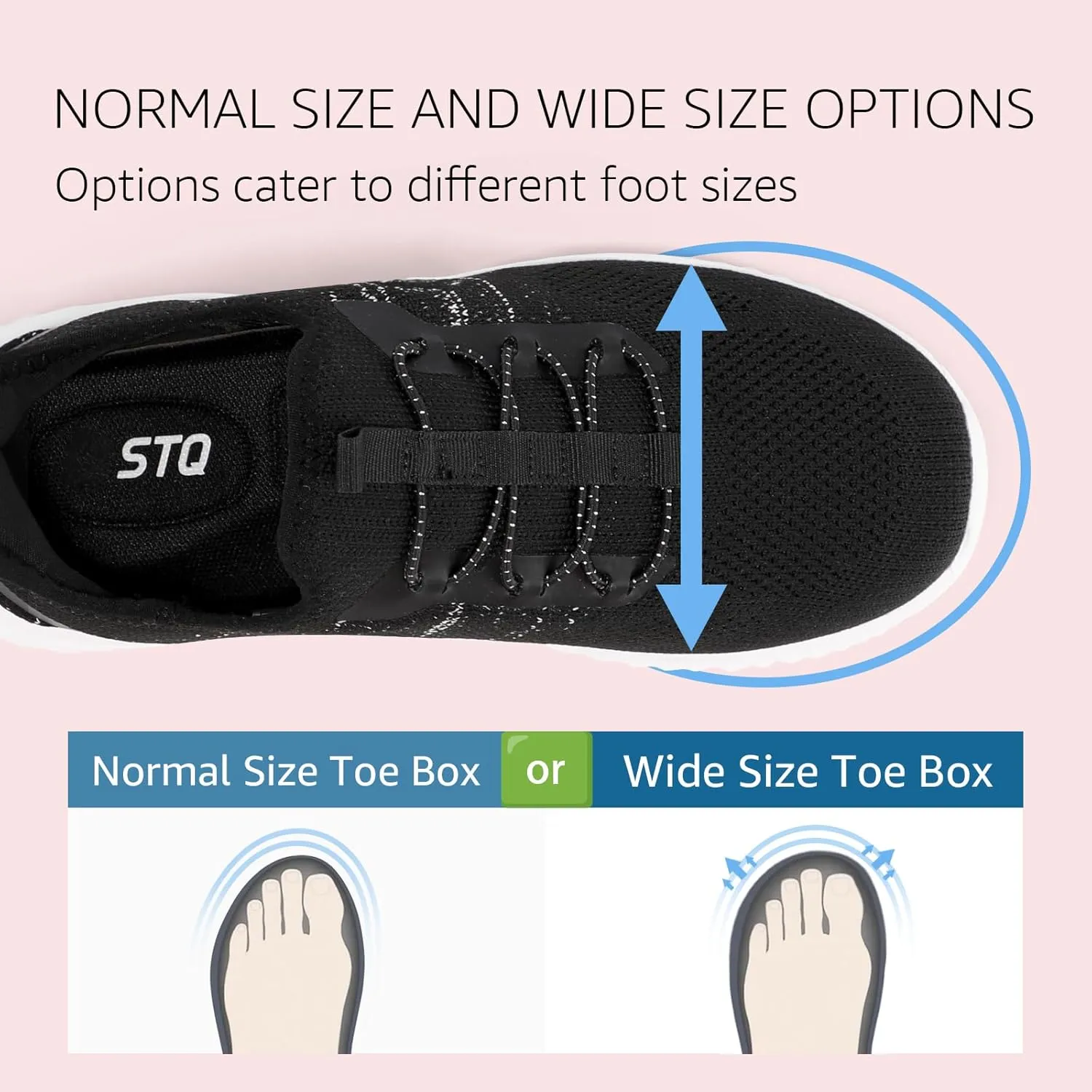 STQ Walking Shoes Women Wide Toe Box Slip on Sneakers with Maternity