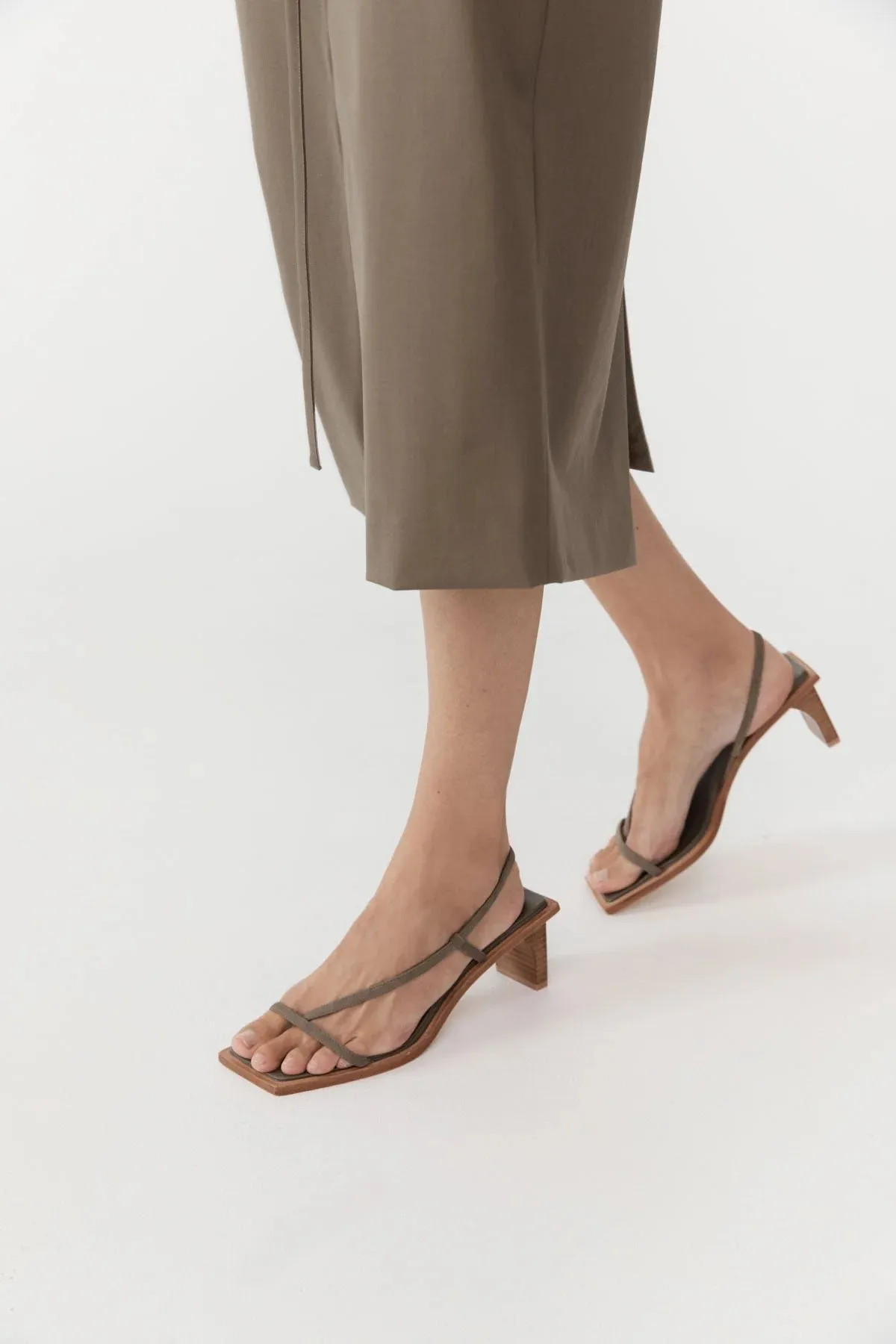 Suede Strap Heel - Kelp