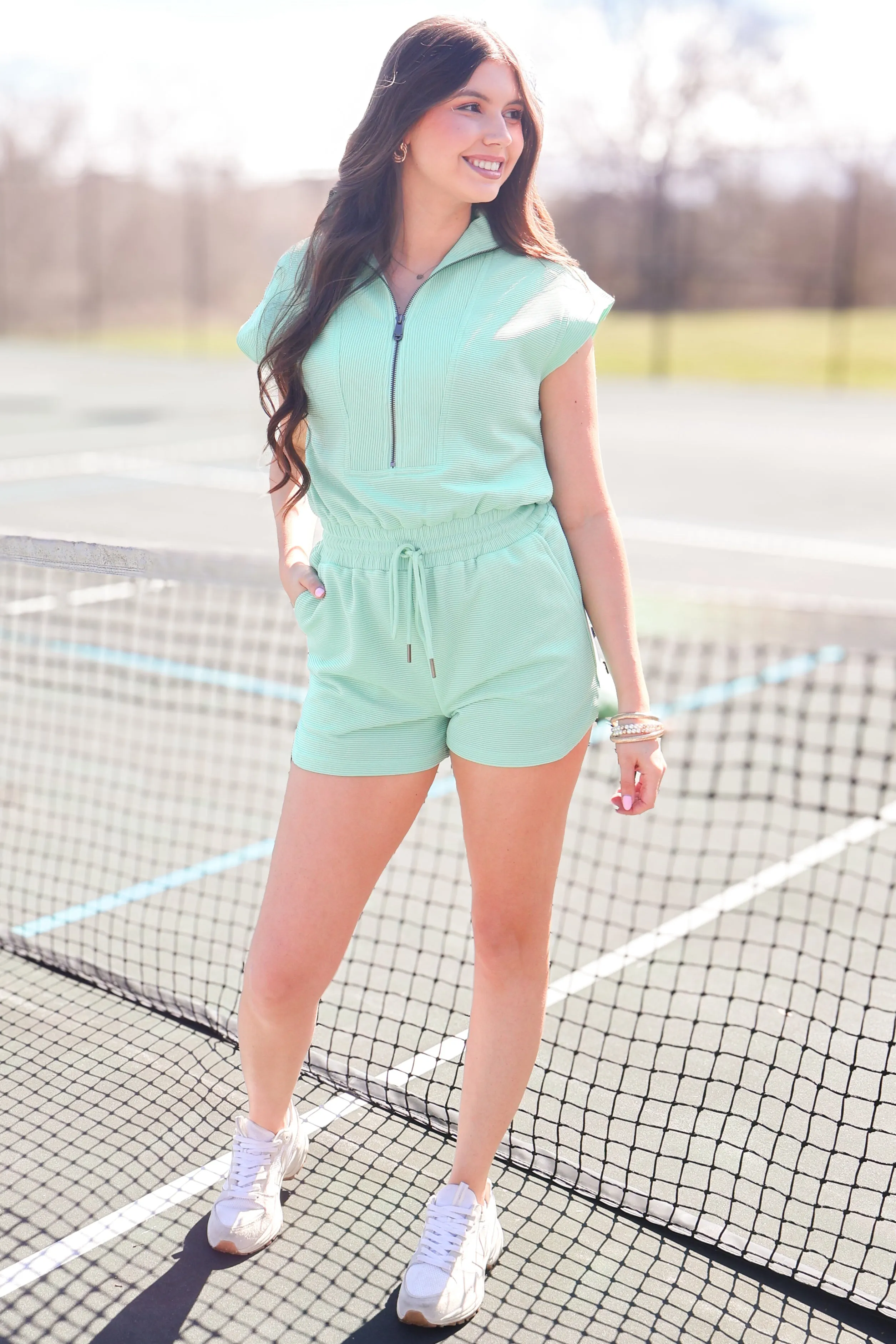 Sunkissed Bliss Half Zip Ribbed Romper