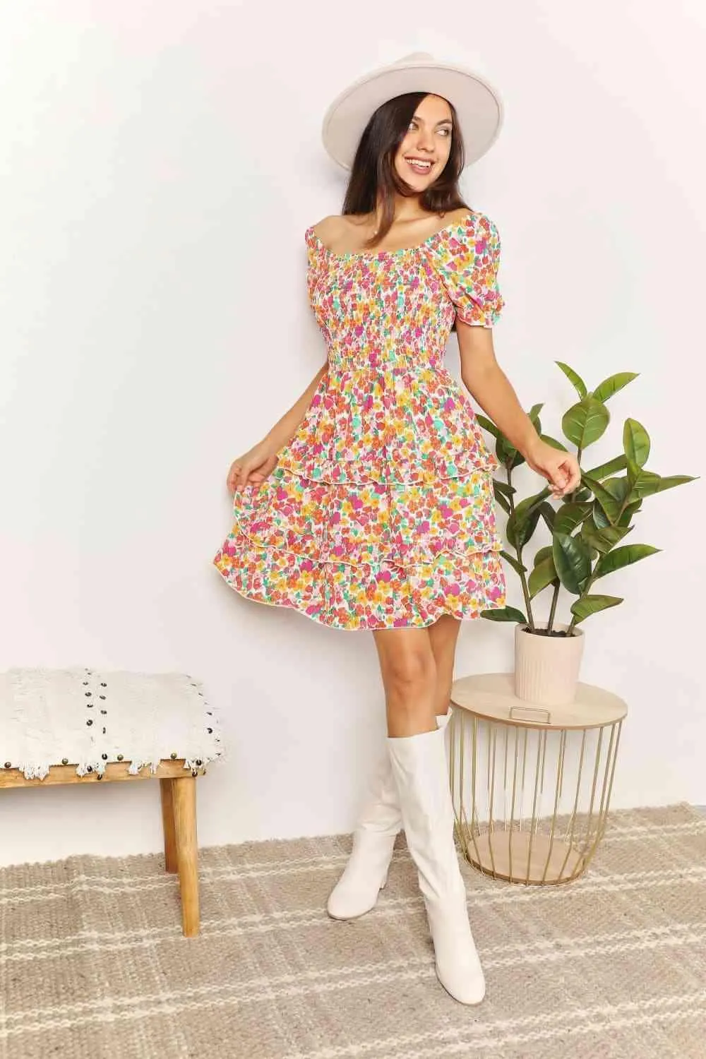 Sweet Summer Off The Shoulder Floral Mini Dress