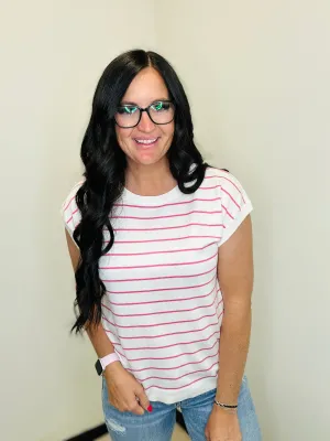 Tanner Pink Striped Knit Sweater