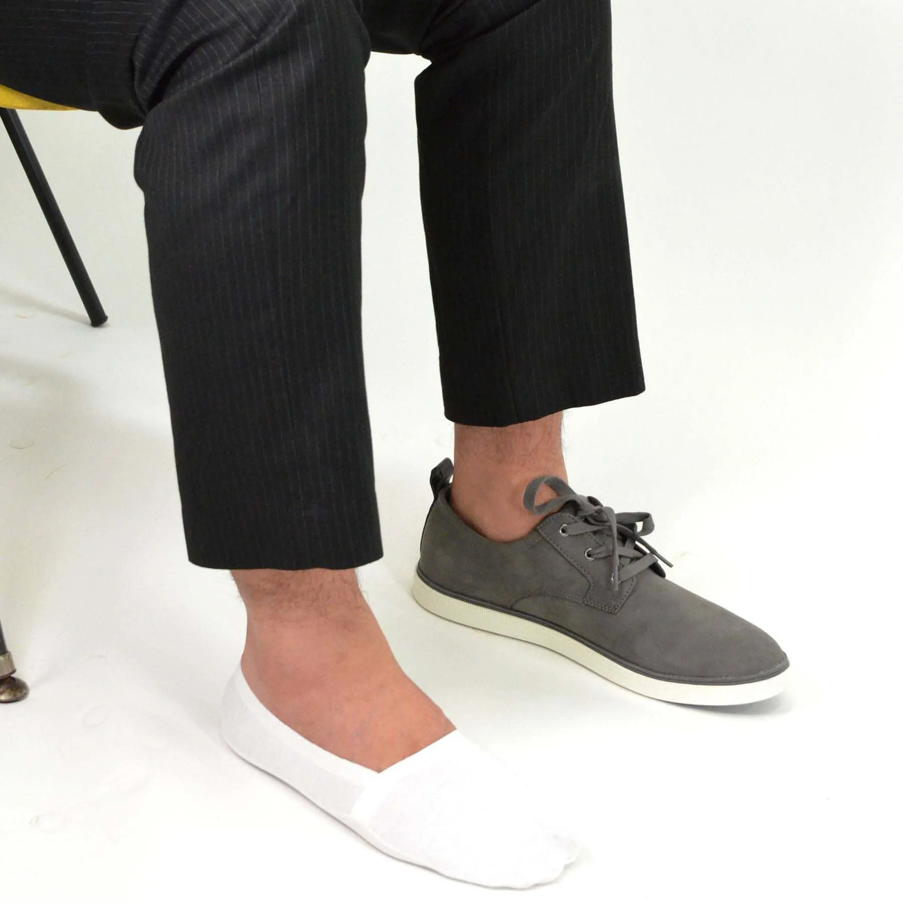 TeeHee Socks Men's Casual Cotton No Show Black, Black, White 3-Pack (M1564)