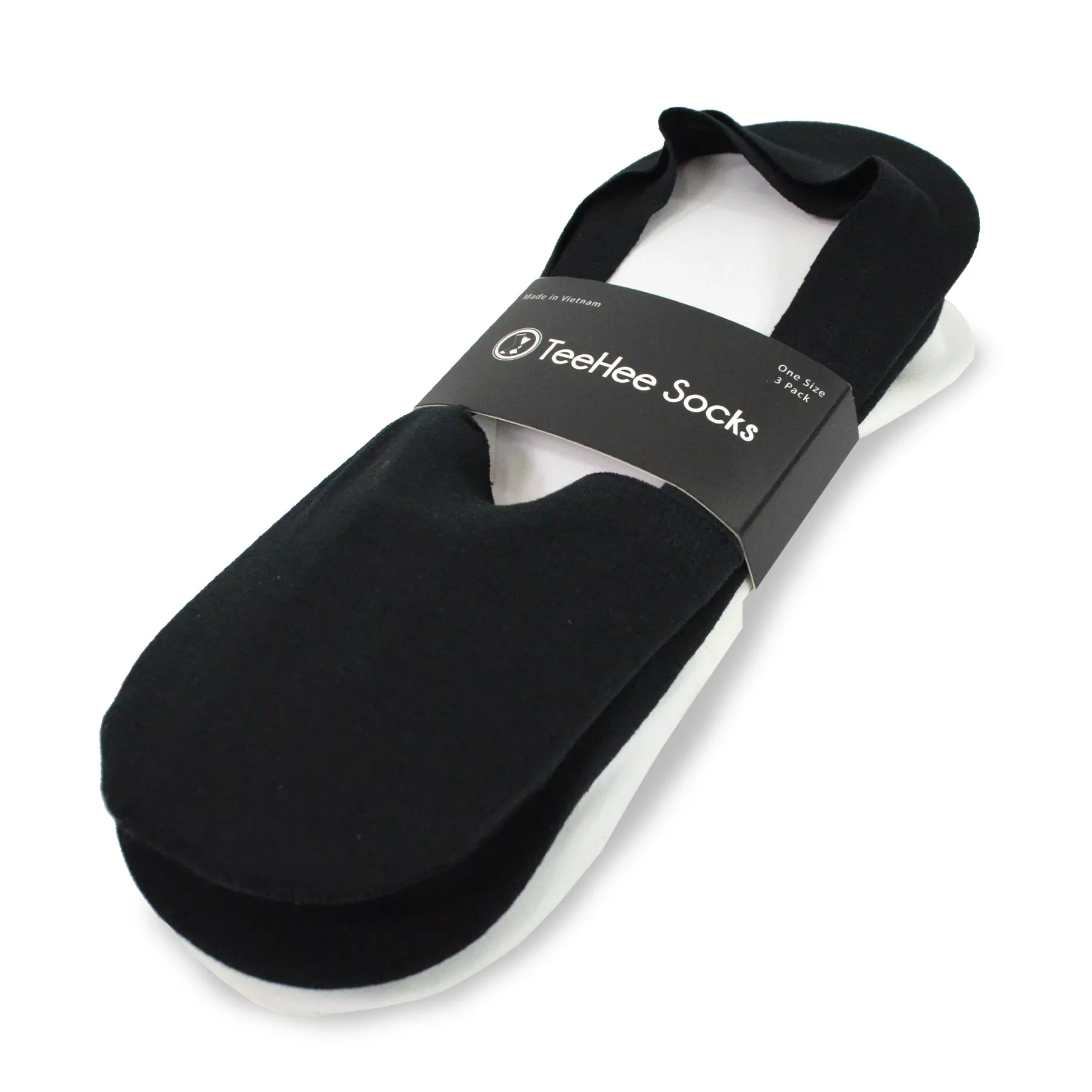 TeeHee Socks Men's Casual Cotton No Show Black, Black, White 3-Pack (M1564)